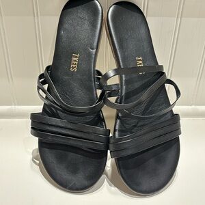 Tkees slip on sandals. Size 8 black.  Excellent condition.